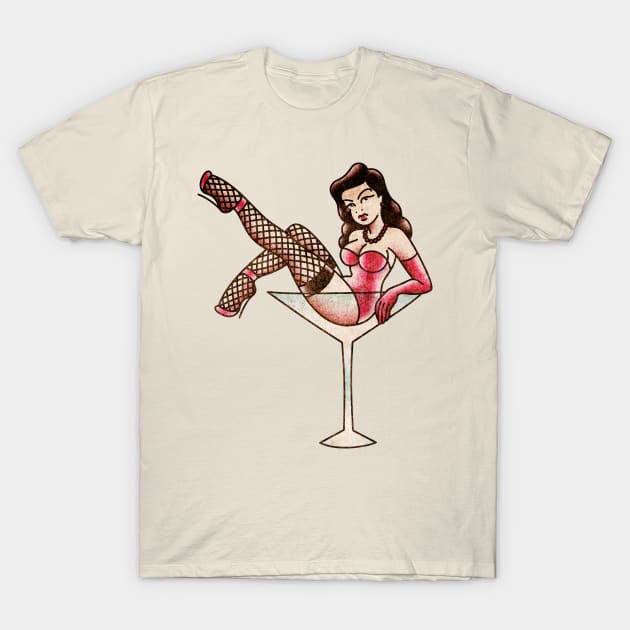 OldSalt American Traditional Burlesque Pin-up Version 2 T-Shirt by OldSalt